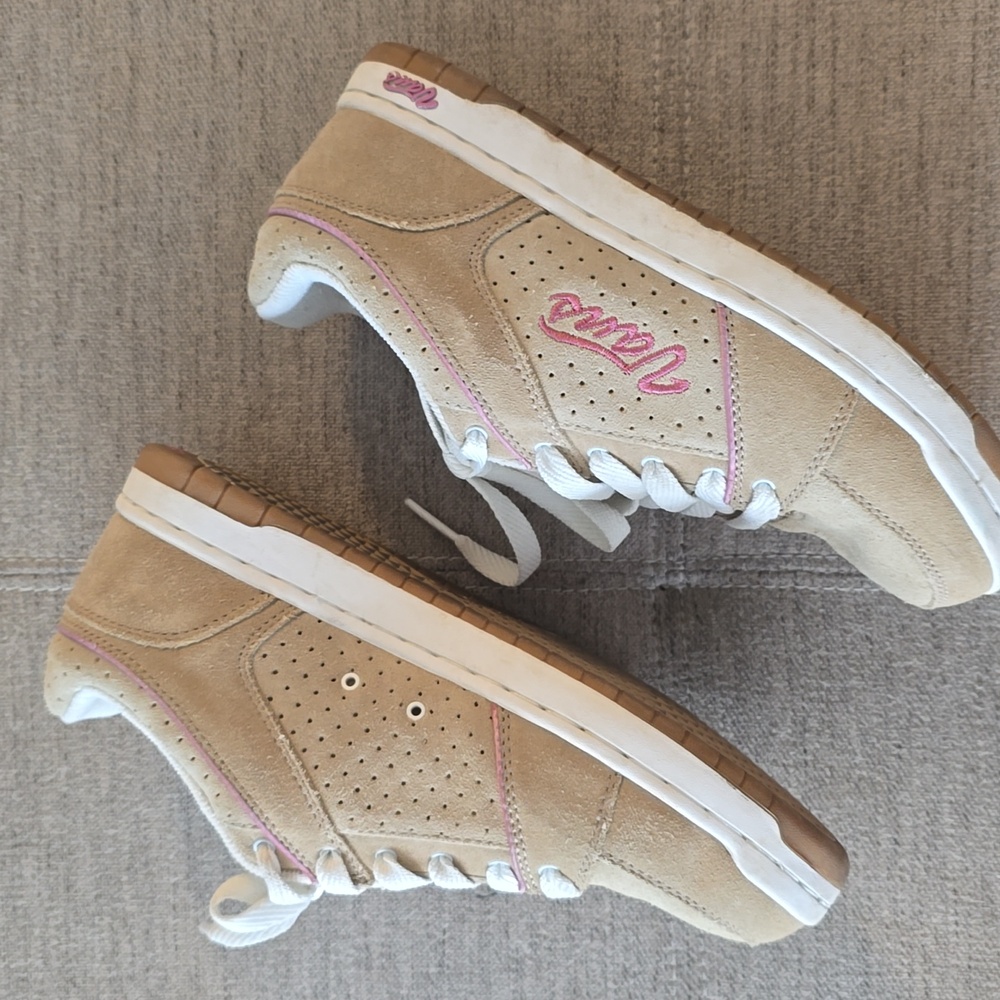 Vans Marianna Tan Suede and Pink Sneakers Sz 9.5